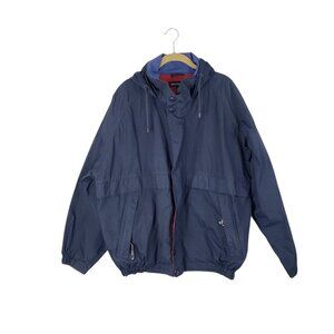 Britches Vintage Lightweight Jacket Hooded Full Zip Vented Navy Blue Mens Large